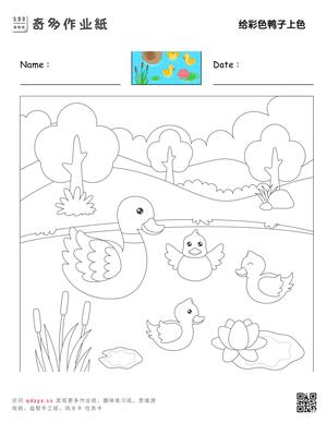 给彩色鸭子上色