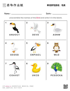单词拼写游戏：鸟类