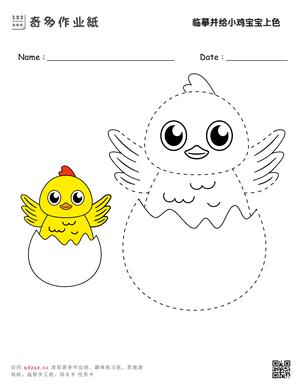 临摹并给小鸡宝宝上色