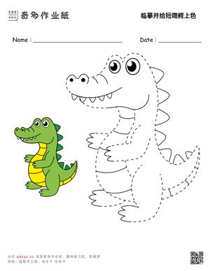 临摹并给短吻鳄上色