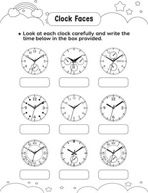 时钟表面读图练习 第1页