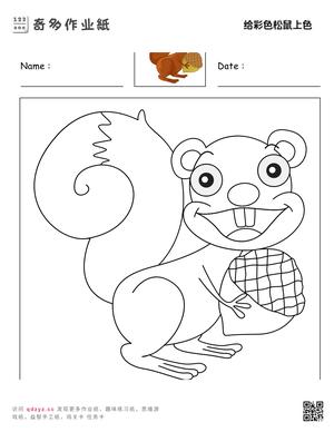 给彩色松鼠上色