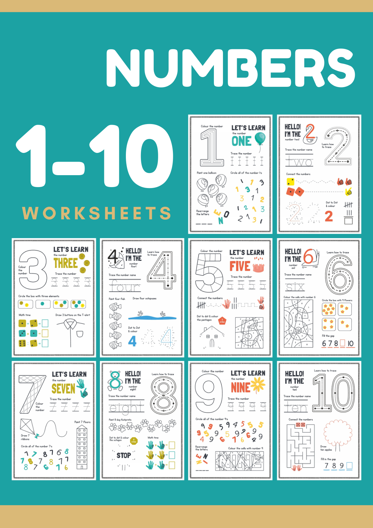 Learning Numbers Activity Book Numbers Activity Book | 幼小衔接 幼儿园 | 写数字 数字描红 | 奇多作业纸