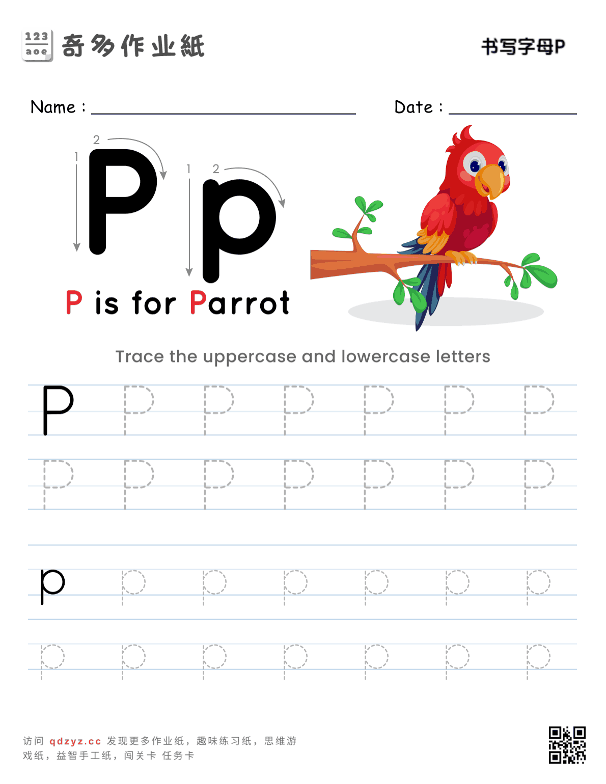 书写字母P