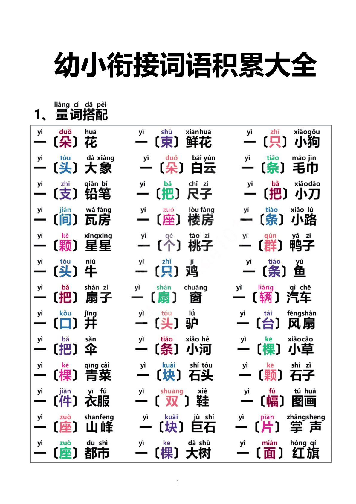 幼小衔接词语（8页） 第1页
