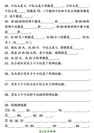 一（下）数学100以内易错易混专项练习（无答案） 第3页