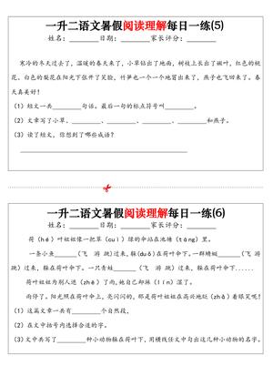 一升二语文暑假阅读理解每日一练32天（16页）-二上语文 第3页