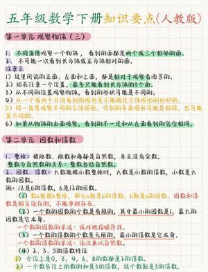五年级下册数学知识要点