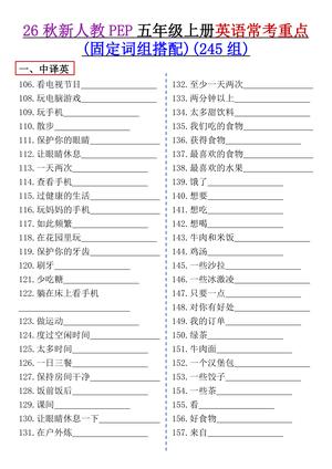 08_五上英语常考重点组词搭配人教版 第3页