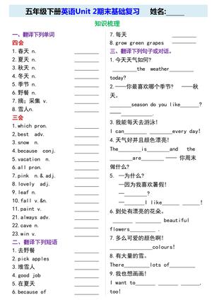 04_五年级下英语期末基础复习人教版PEP 第3页