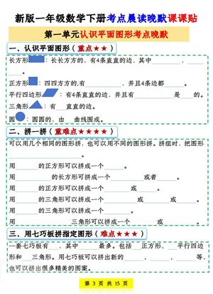数学考点晨读晚默课课贴 第3页
