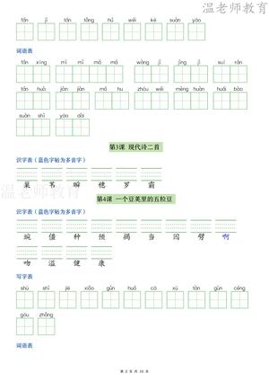 四年级语文上册识字+写字+词语专练_四年级上学期_语文 第2页
