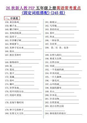 08_五上英语常考重点组词搭配人教版 第4页