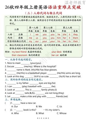 语法重难点突破_四年级上学期_英语 第3页