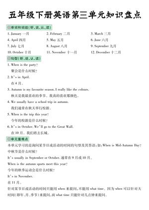 05_五年级下英语1-6单元知识盘点人教版PEP 第3页