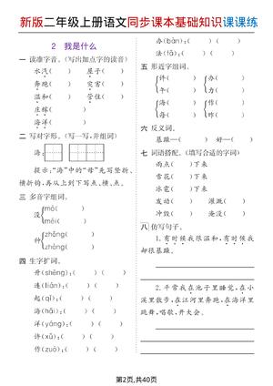 25新版二上语文同步课本每课基础知识课课练含答案40页 第2页