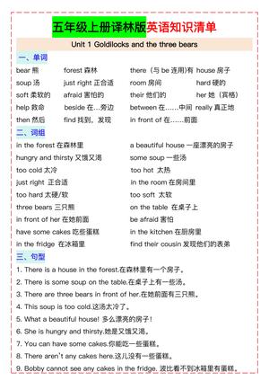 46_五上译林版英语知识清单21页