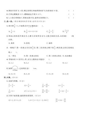 2026新数学开学摸底检测卷_六年级下学期_数学 第2页