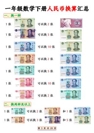 一年级数学下册人民币换算_纯图版_ 第3页