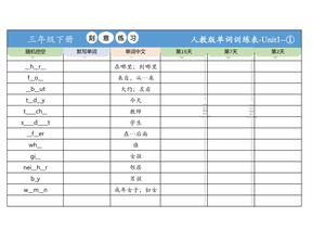 人教版新版英语单词表 - 三年级下学期 - 英语
