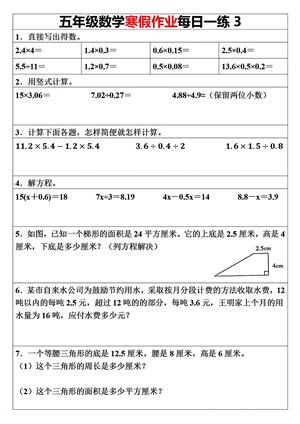 五年级下册数学寒假作业每日一练（30天）(1)(1) 第3页