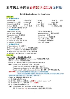 21_五年级上英语必背知识单译林版