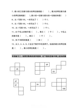 一年级下册数学百数表专项练习 第3页