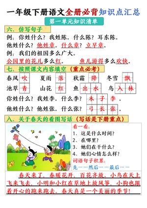 25春一年级下册语文全册必背知识点汇总 第3页