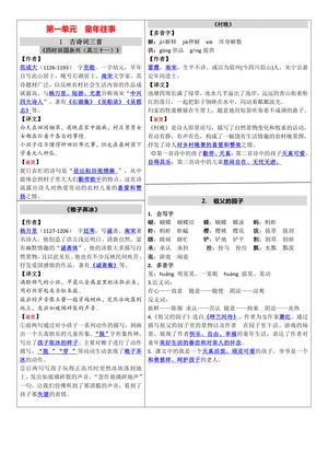2025五下语课课贴（每课重点）