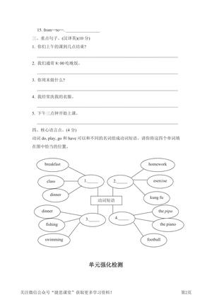 五年级下册英语人教PEP版Unit1Myday单元知识梳理卷（含答案） 第2页