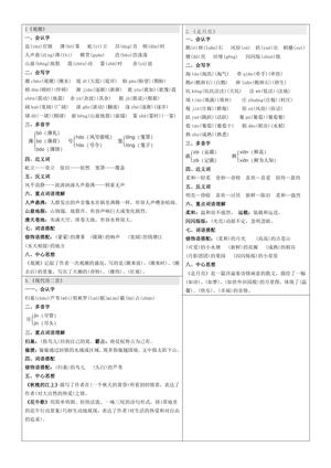 每课生字课课贴 - 四年级上学期 - 语文