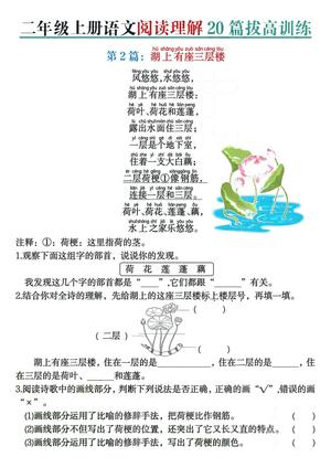 二上语文阅读理解20篇拔高训练（含答案40页） 第2页