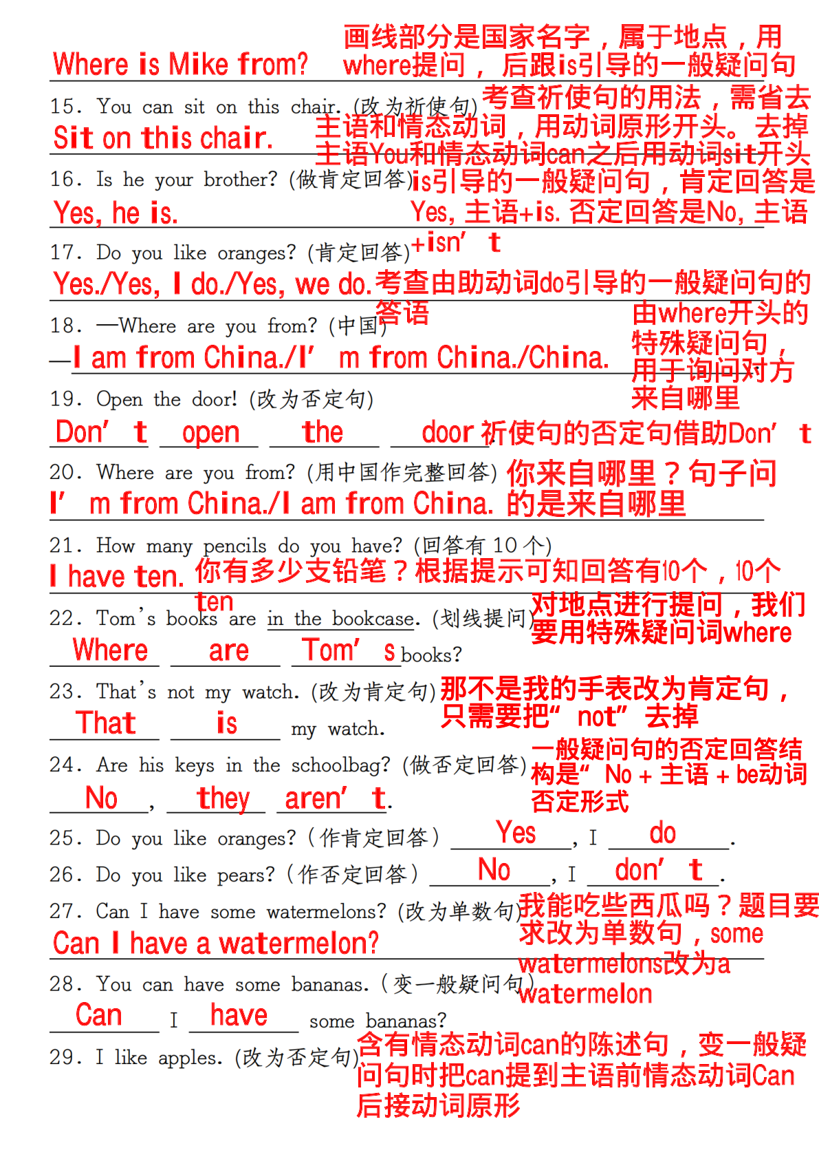 3.10人教pep版三年级下册英语核心考点句型转换80道_纯图版 第2页