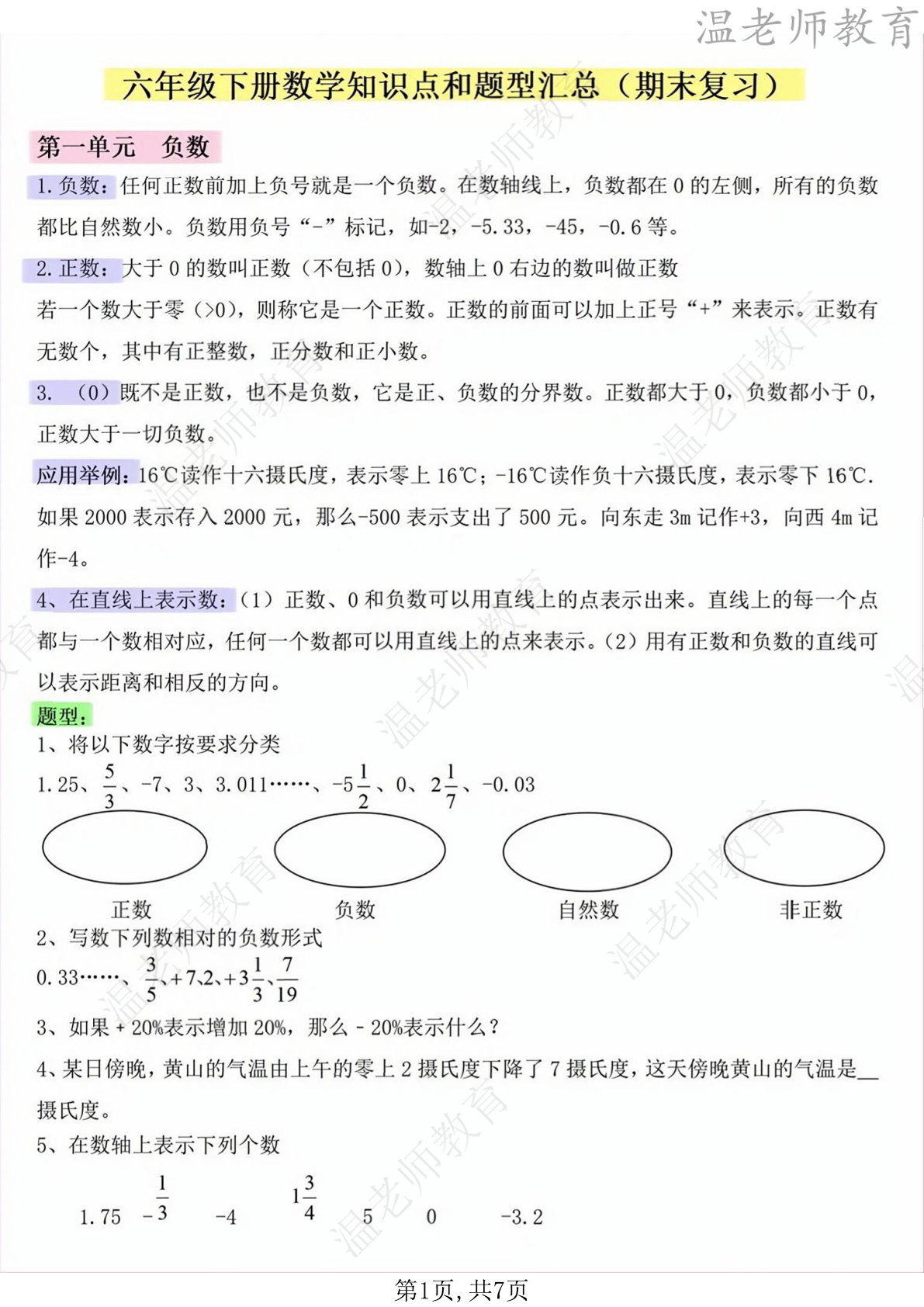 期末冲刺易错应用题人_六年级下学期_数学 第1页