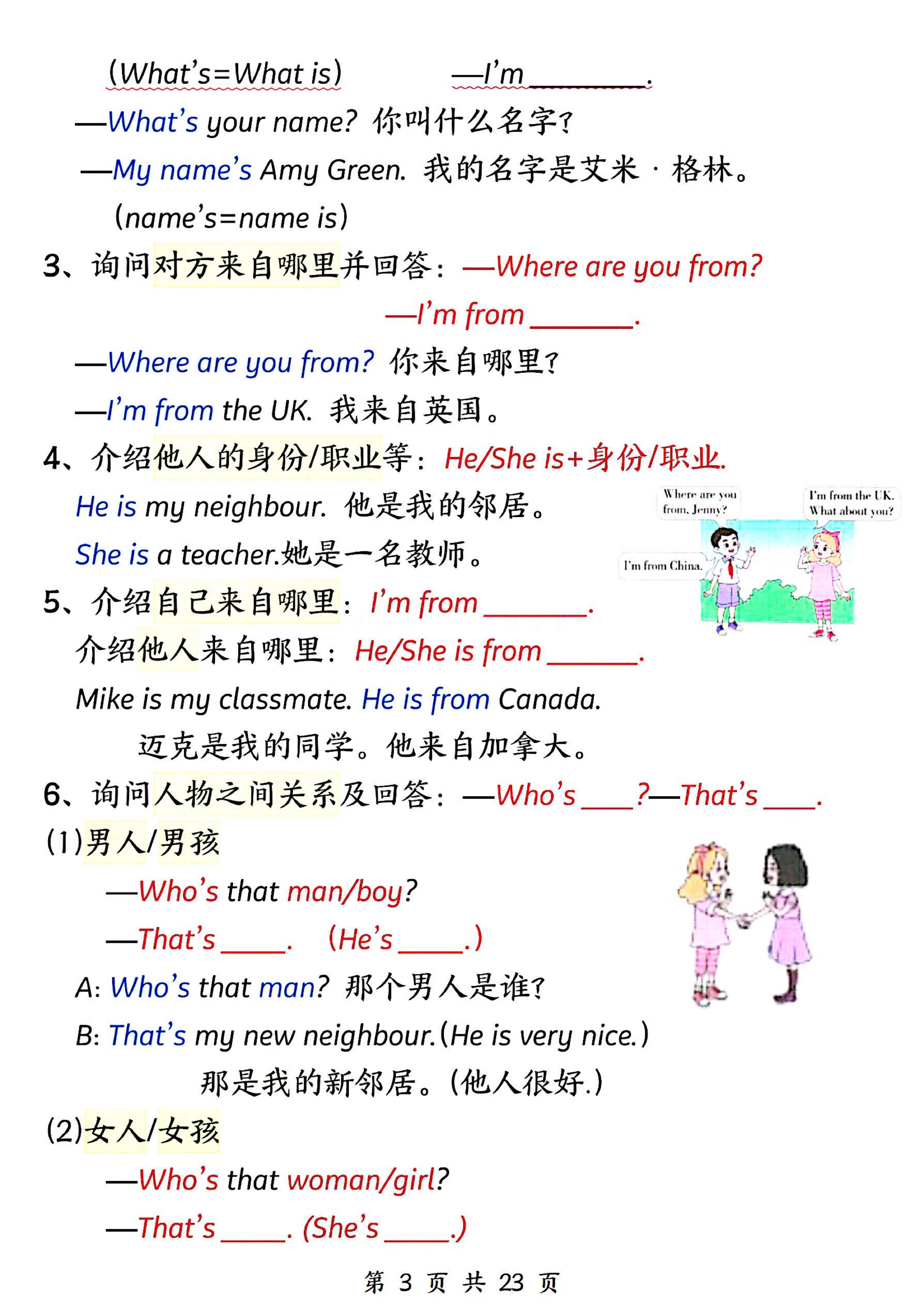 三下人教PEP版英语1-6单元知识点总结（23页） 第3页
