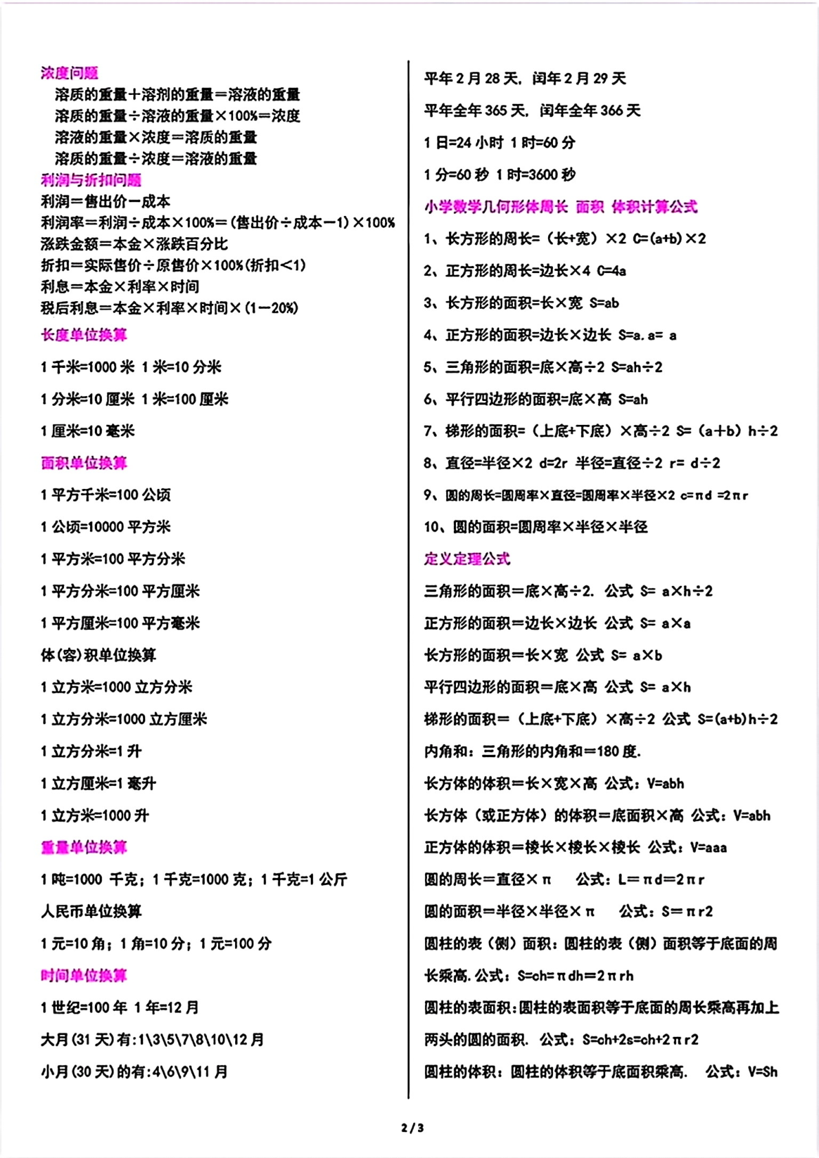 五年级下册数学必背重点公式汇总(1) 第2页
