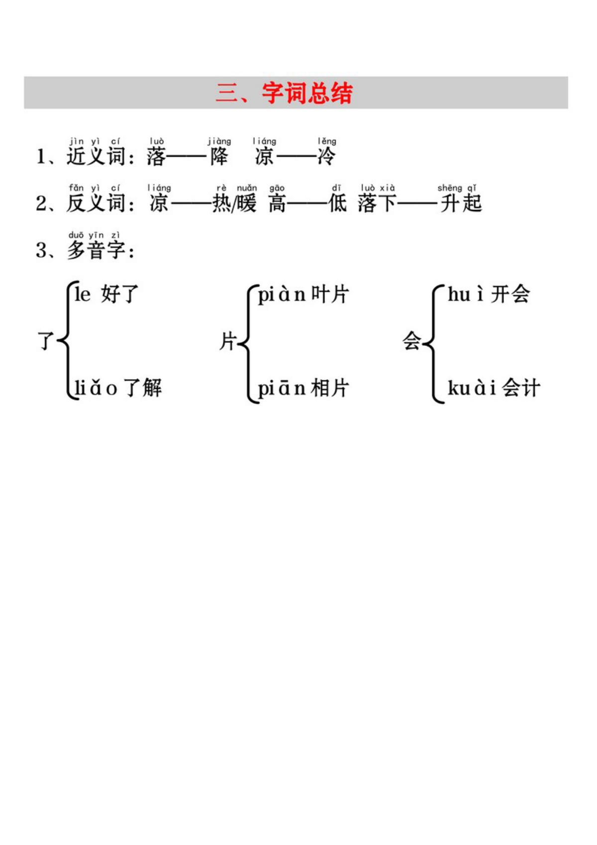 63609_一年级上册语文秋天考点知识汇总 第3页