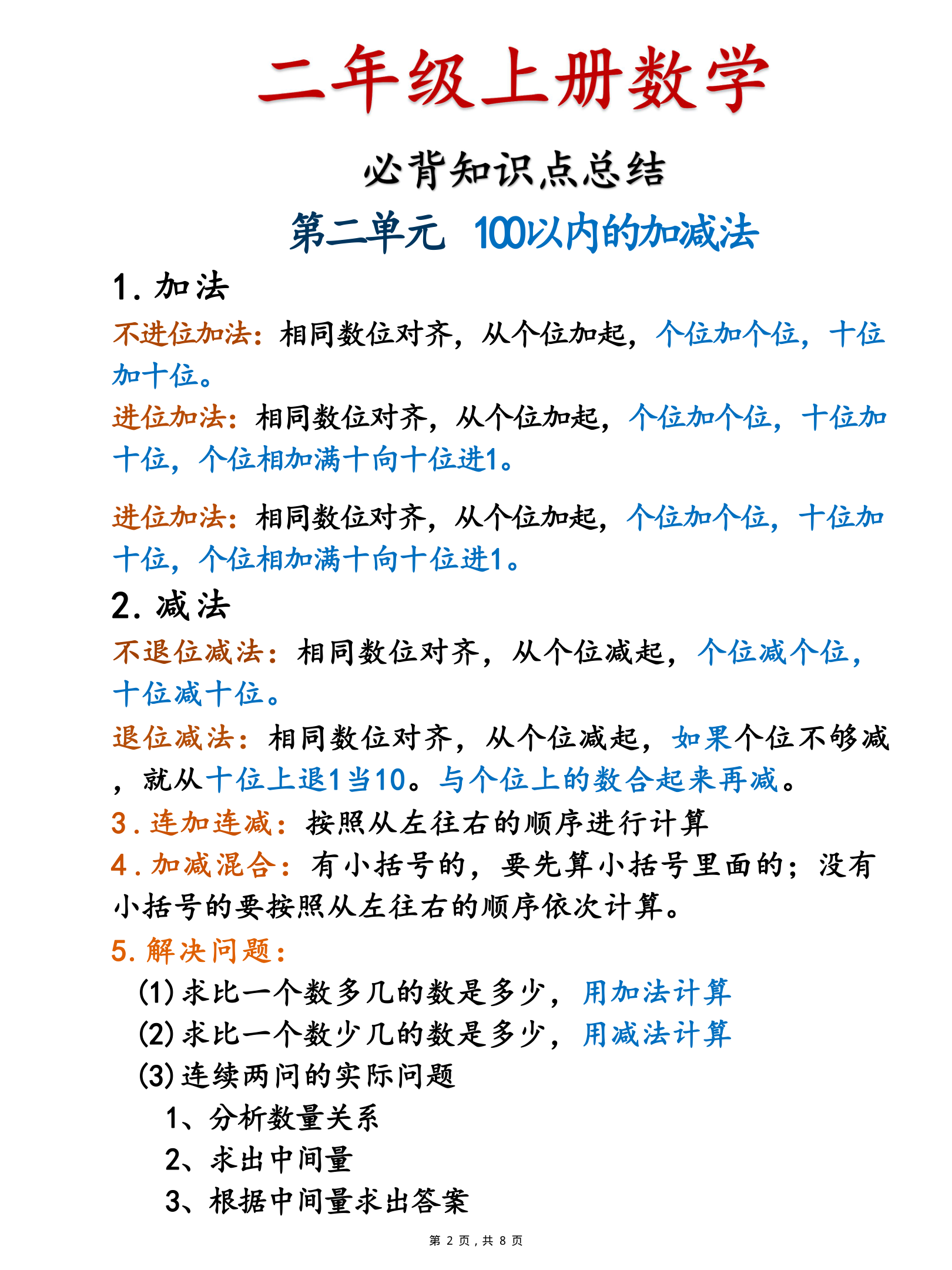二上必背知识点总结+必背公式汇总（8页） 第2页