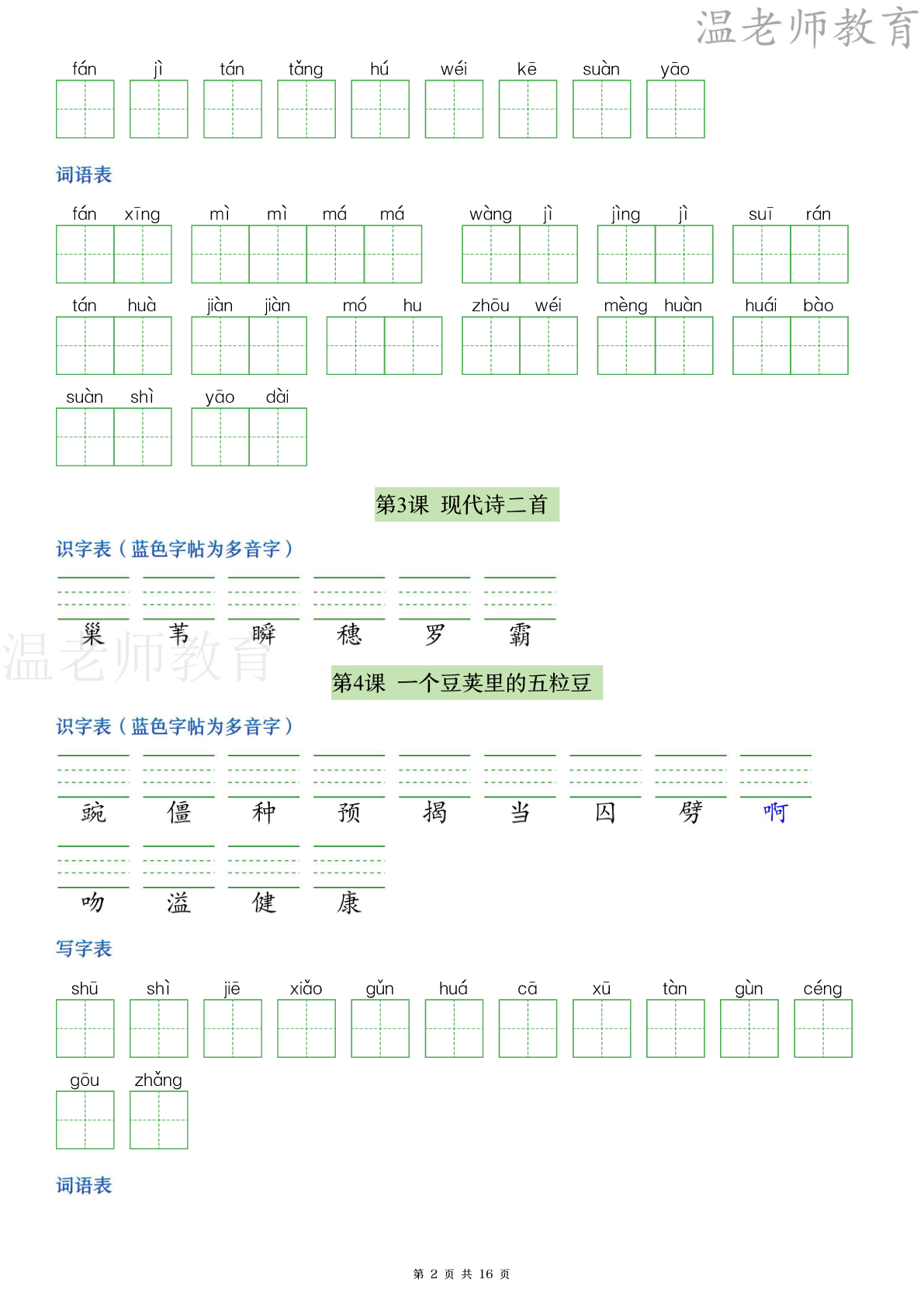 四年级语文上册识字+写字+词语专练_四年级上学期_语文 第2页