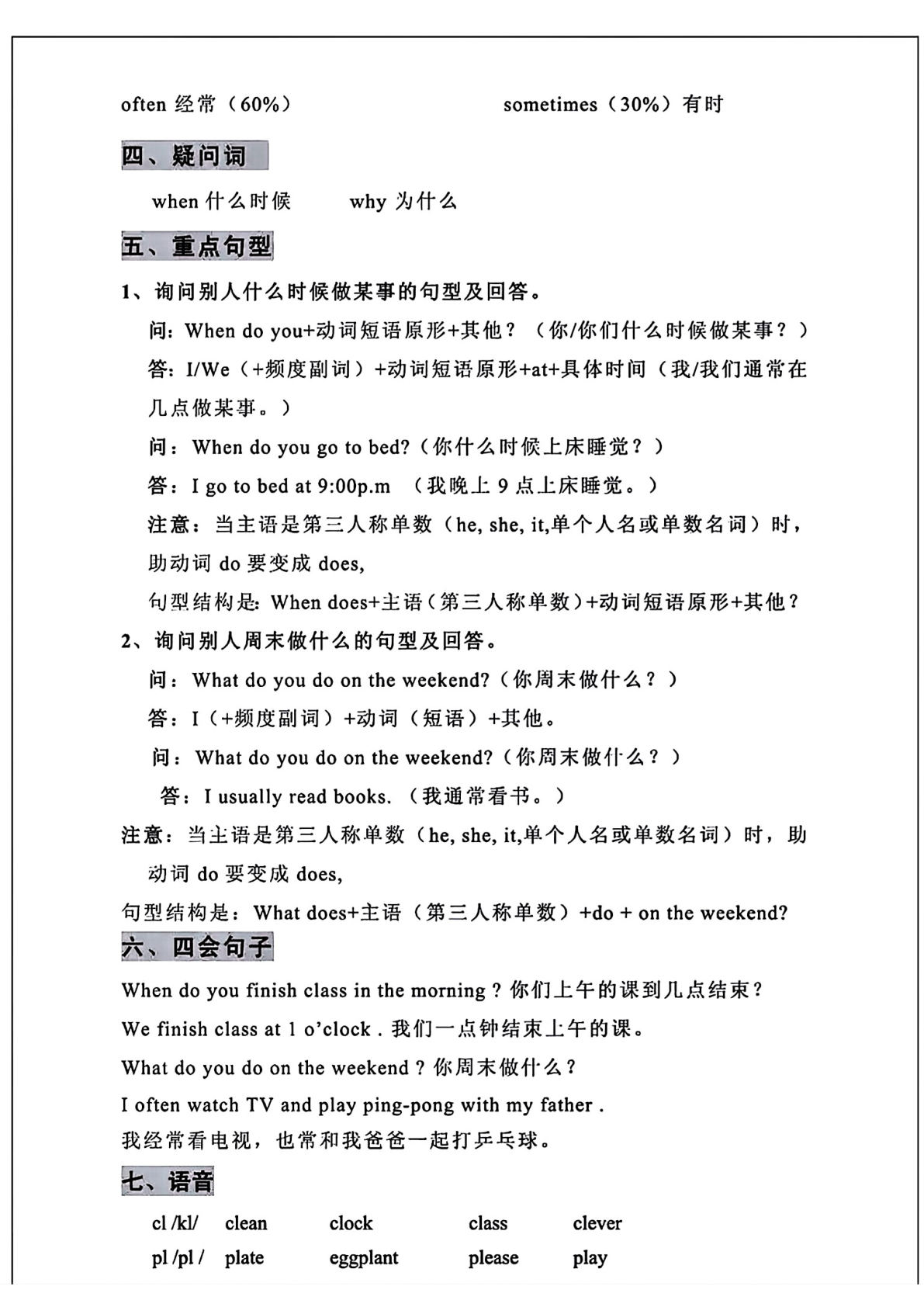 五年级下册英语寒假预习1-6单元知识点 第2页