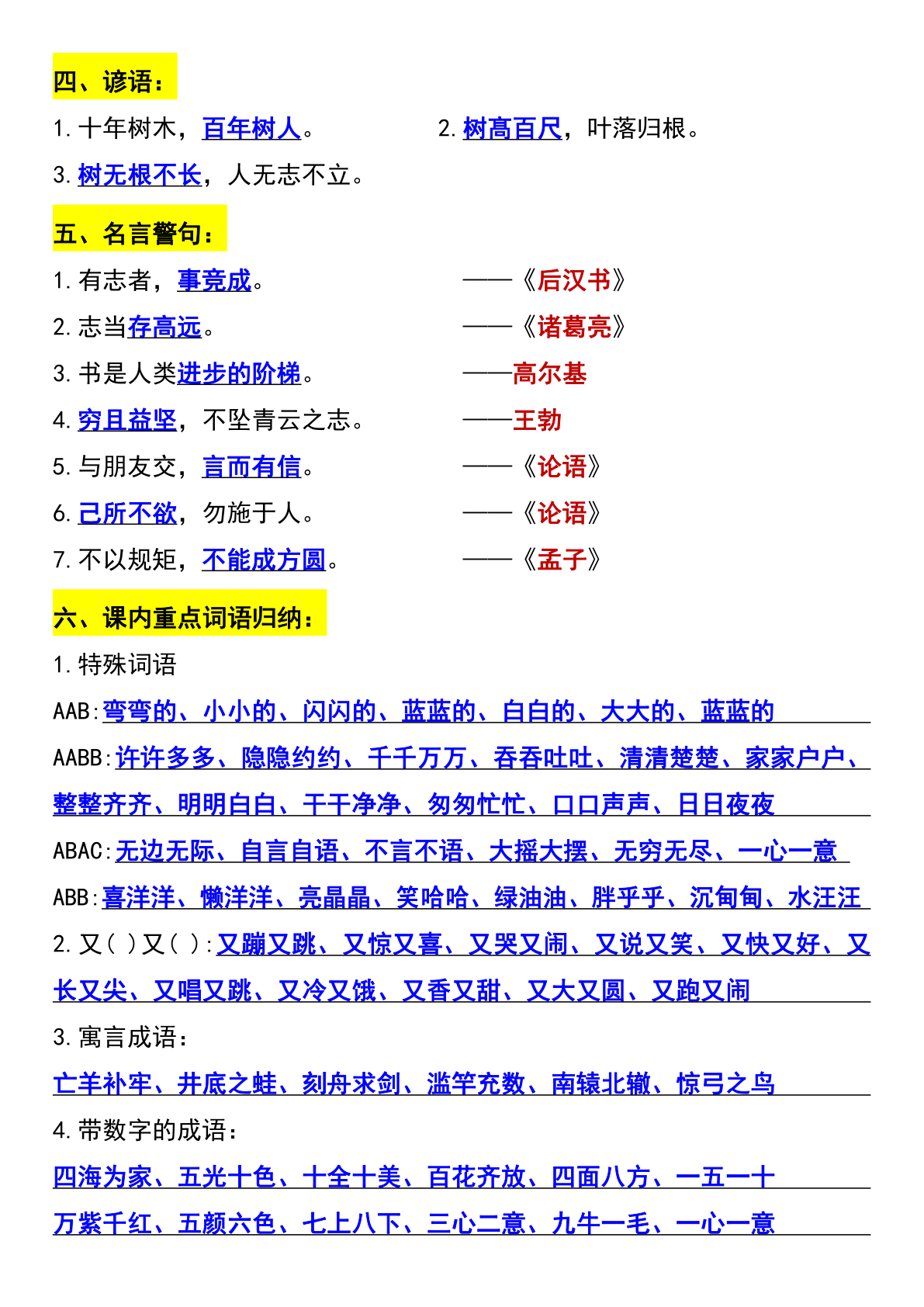 二年级上册语文期末复习必备高频考点 第2页