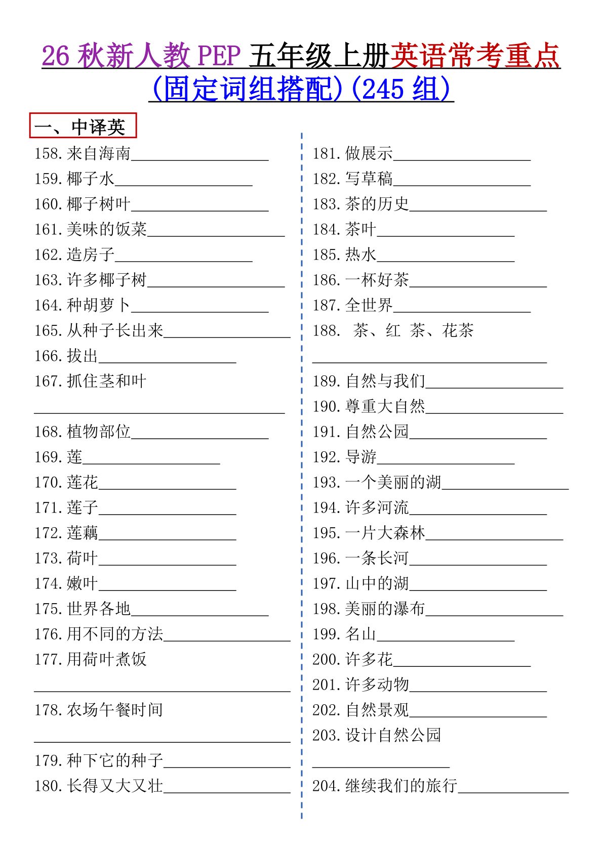 08_五上英语常考重点组词搭配人教版 第4页