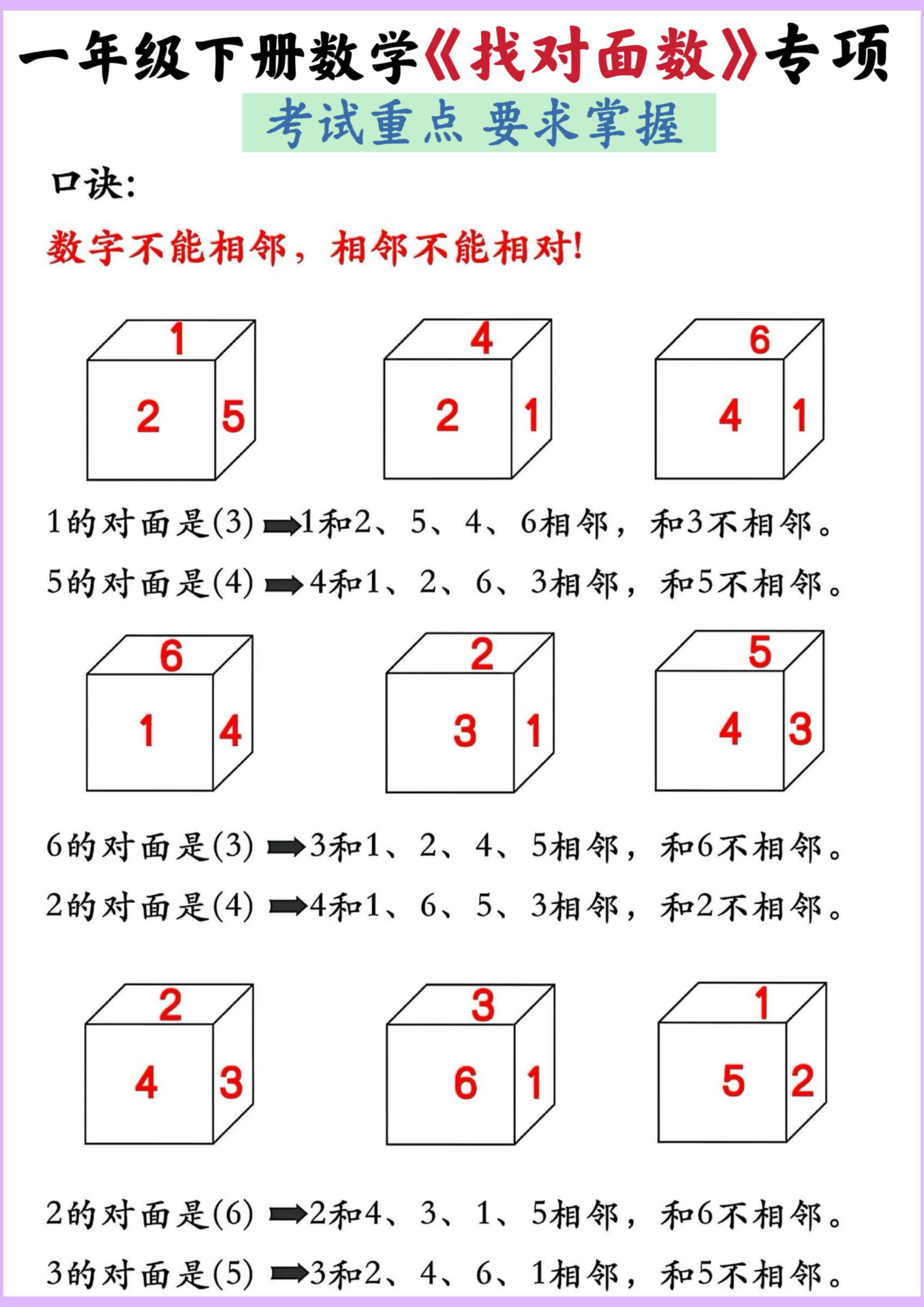 一年级下册数学正方体找对面(2) 第2页