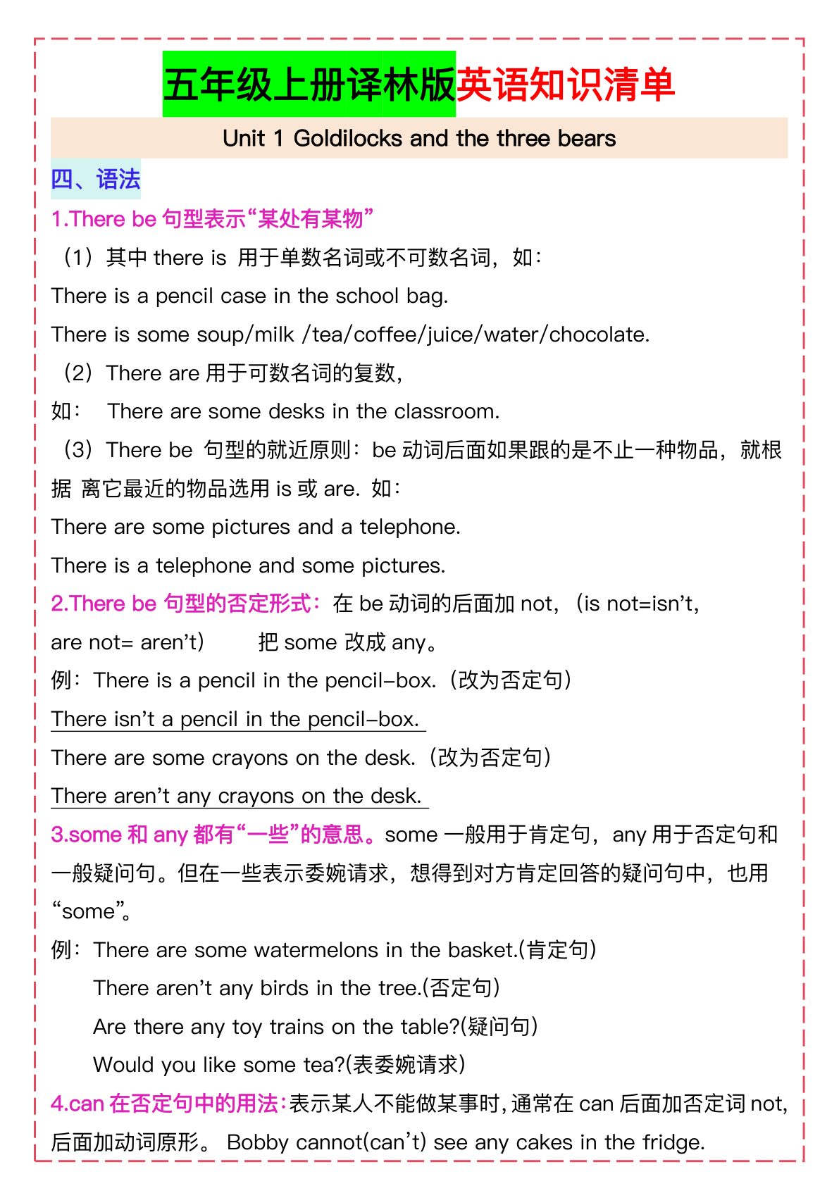 46_五上译林版英语知识清单21页 第2页