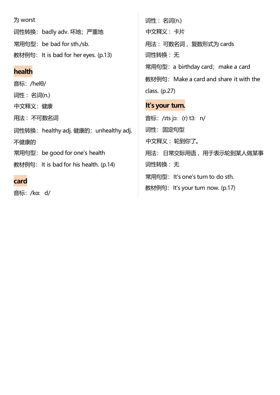 19_2026秋新译林版五年级上册英语单词详解讲义 第4页