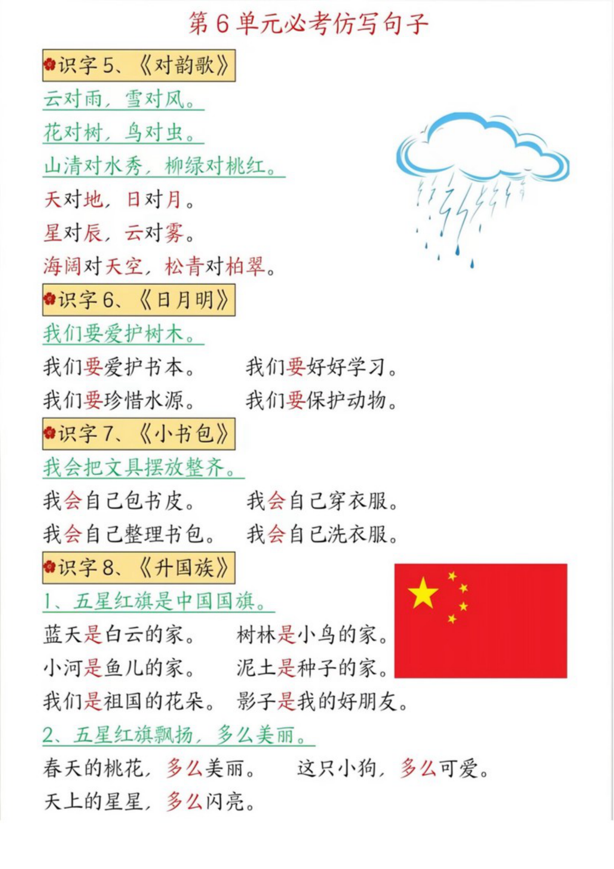 64713_一年级上册语文1-8单元仿写句子汇总 第3页