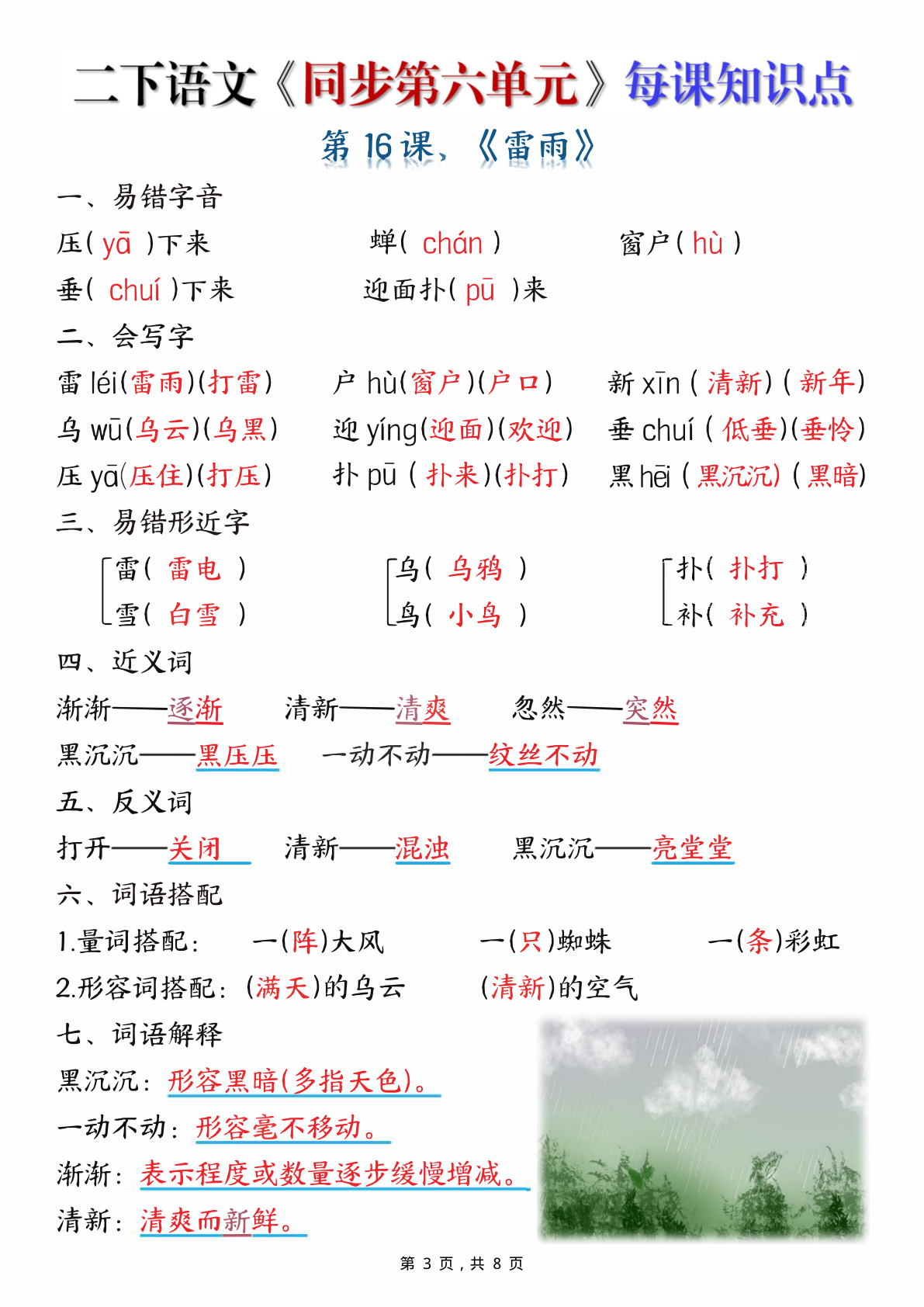 0505二下语文同步第六单元每课知识点（8页） 第3页