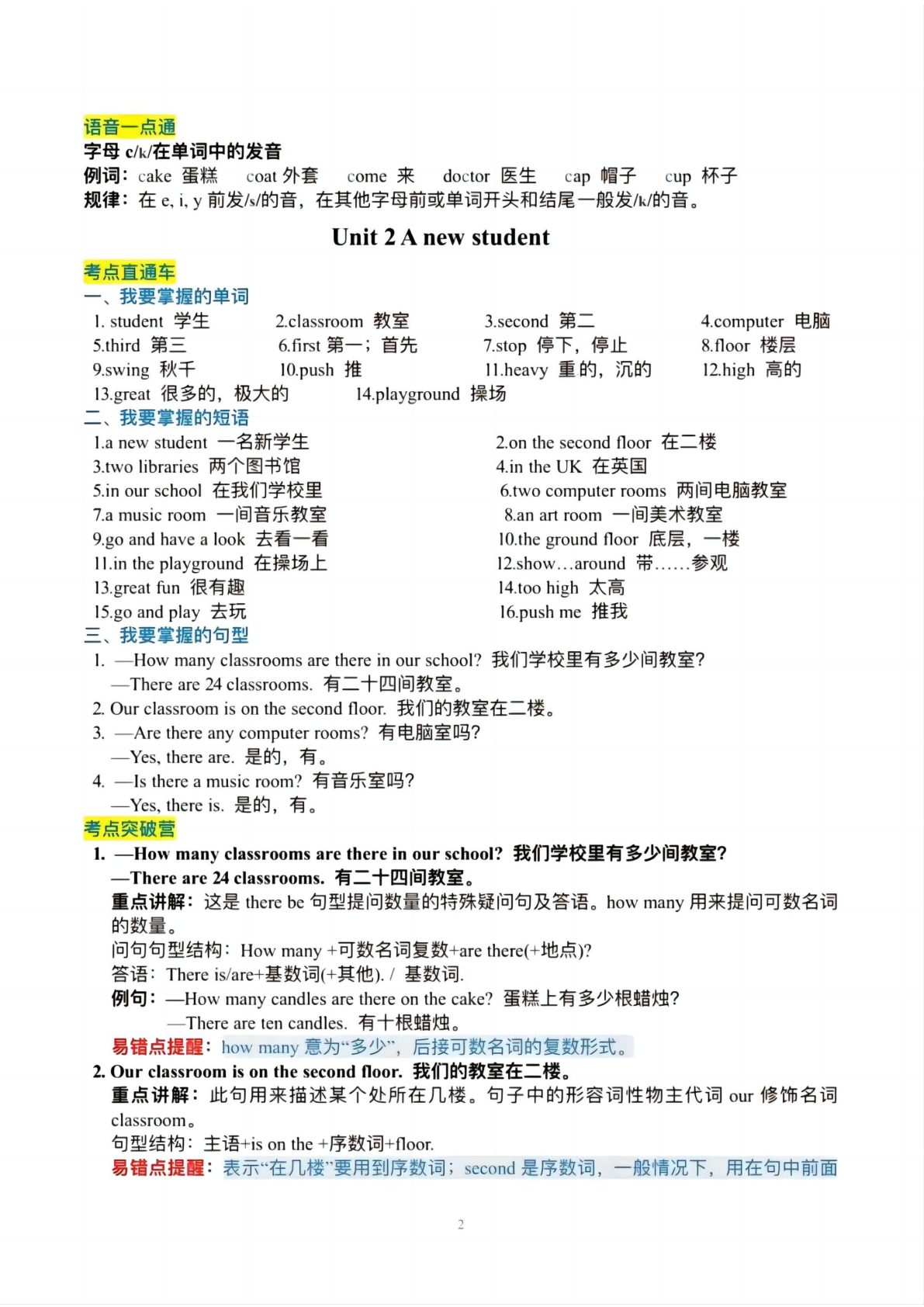 21_五年级上英语必背知识单译林版 第2页