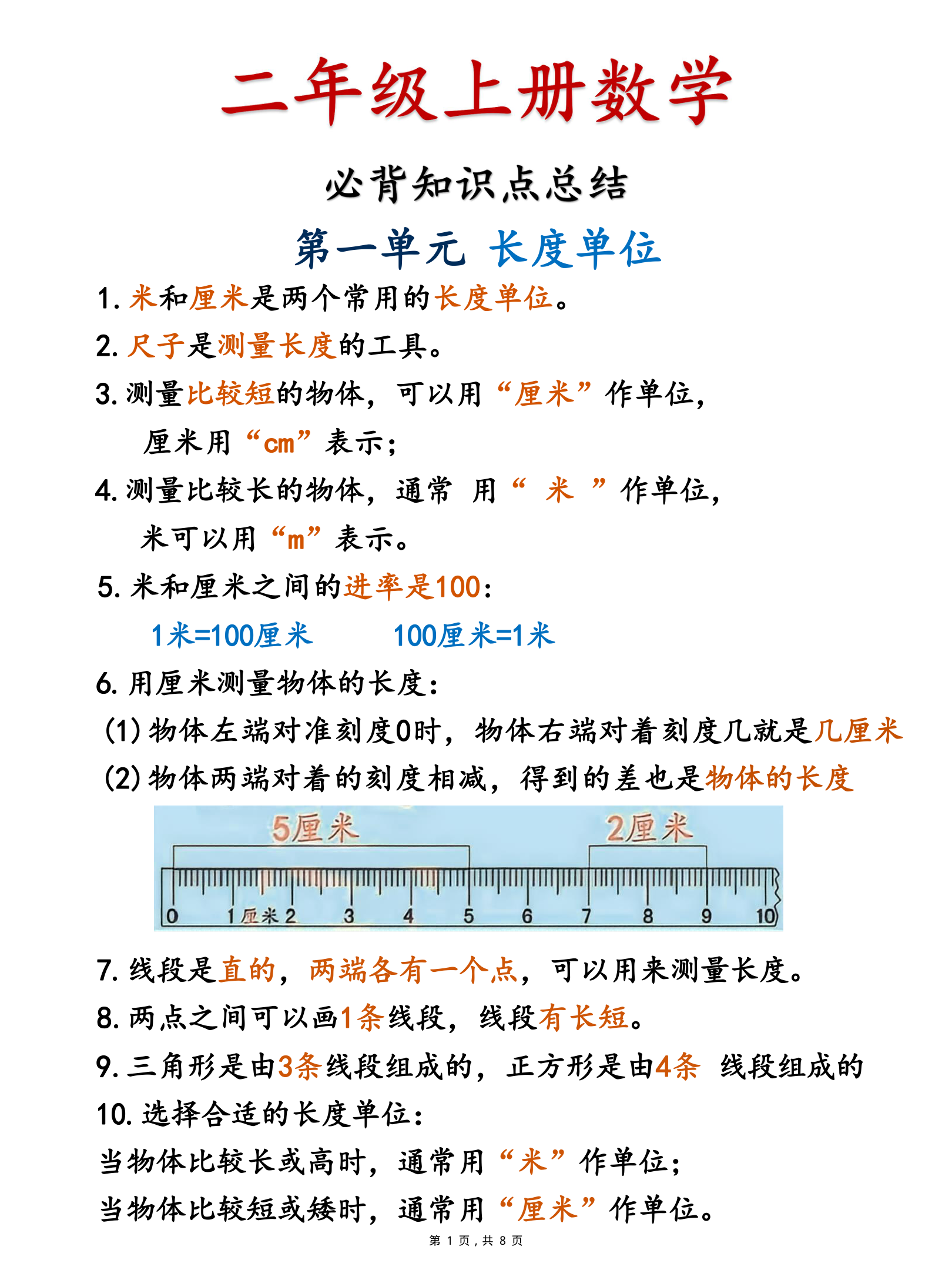 二上必背知识点总结+必背公式汇总（8页） 第1页