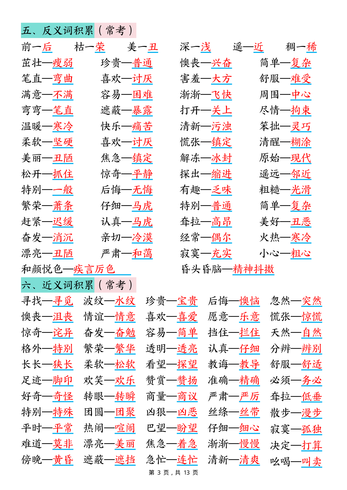2528二下语文期中复习核心考点汇总（10大知识点）13页 第3页